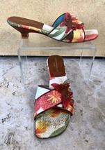 Michael Simon Shoe Slide Sandal Sz 7.5 Leather Textured Fabric Butterfly... - $50.00
