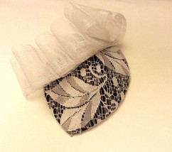 Fascinator Hat, Teardrop HAT Fascinator  Elegant black &amp; White mini hat fascinat - £22.93 GBP