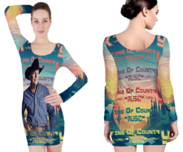 George King of Country Music Printed Polyester Long Sleeve Bodycon Edgy and Styl - £19.56 GBP+