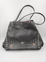 Coach Handbag Edie Western Rivets 57660 Black Stud Pebble Leather Shoulder Bag - £198.30 GBP