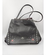 Coach Handbag Edie Western Rivets 57660 Black Stud Pebble Leather Should... - £195.05 GBP