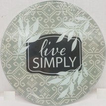 Round Cutting Board / Trivet, Glass, Approx. 8" Dia., Leaves, Live Simply, Gr - $12.86