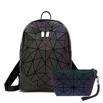 3pcs Set Women Backpack Holographic Luminous Ladies Back Pack School Backpa For  - £59.45 GBP