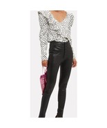 Self-Portrait Polka Dot Satin Long Sleeve Ruffled V-Neck Blouse Size 6 - $1,717.09 MXN