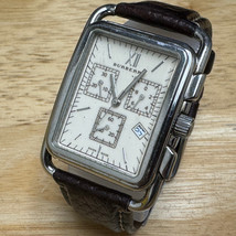 Burberry Swiss Quartz Watch BU1213 Men Silver Rectangle Chrono Analog New Batter - £126.69 GBP