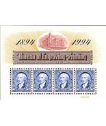 1994 $2 Bureau of Engraving &amp; Printing Souvenir Sheet of 4 Scott 2875 Mi... - $17.49