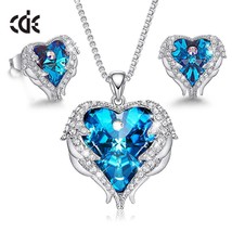 CDE Fashion Jewelry Sets for Women Angel Wings Heart Wedding Set with Crysta fro - £73.25 GBP