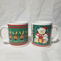1988 Christmas Mugs Santa&#39;s Reindeer and Snow bears with gifts - Houston Foods - £11.32 GBP