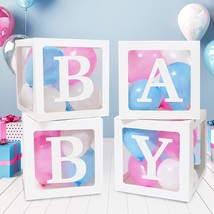 Baby Boxes With 41 Letters And 36 Balloons, 4Pcs Clear Balloon Boxes For Baby Sh - £23.97 GBP