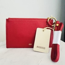 HOBO GO Tour Leather Zip Pouch Bag, Wristlet, with Lanyard, Red/Gold, NWT - £57.88 GBP