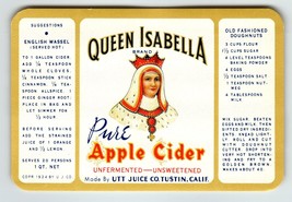 Queen Isabella In Crown Pure Apple Cider Label Original Vintage Beverage... - $11.70