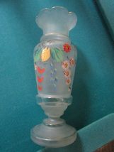 Compatible with Antique Victorian Bristol Glass Vanity VASE Hand Painted Beige P - $62.71