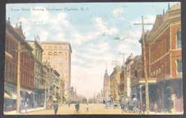 1909 Tryon Street Showing Skyscraper in Charlotte NC Postcard Flag Cancel - £11.00 GBP