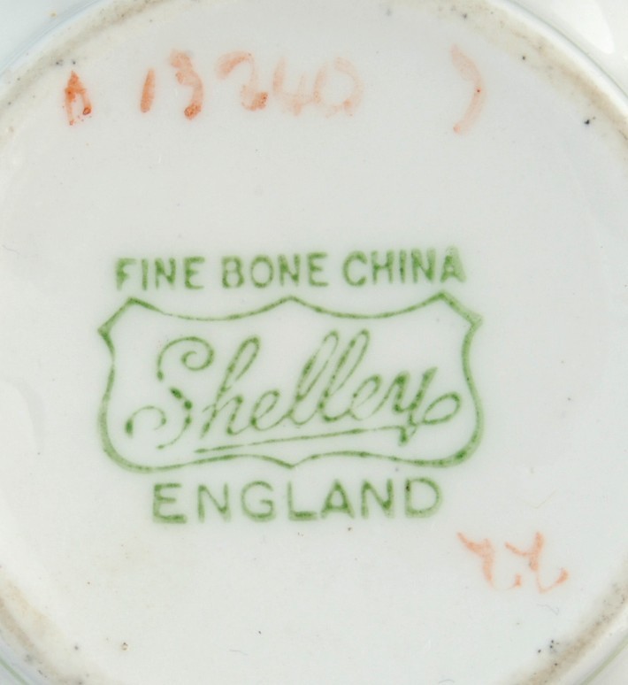 Shelley Hulmes Rose Cup Ludlow Shape Green Rim / Handle 13240 Mint Item image 4