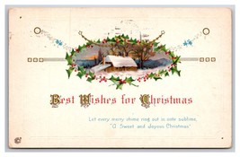 Best Wishes for Christmas Cabin Scene Holly Border Embossed DB Postcard Z5 - £2.31 GBP