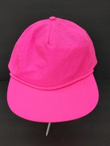 vtg 90s Nissin Blank Neon Fluorescent Pink Nylon Snapback Rope Hat Cap - £8.64 GBP