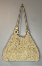 Summer Macrame Handbag M Ivory Cotton Rope Wood Button Shoulder Bag Boho... - $14.03