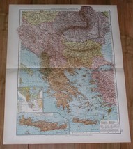 1930 Antique Map Of Yugoslavia Serbia Bosnia Greece Turkey Bulgaria Hungary - £22.34 GBP