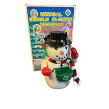 Vintage Musical Bubble Blowing Snowman Christmas Decoration Battery Operated Toy - £11.82 GBP