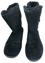 Bearpaw Black Ankle Boots Suede Wool Blend Lining Womens 9 682W Abigail Pull On - £24.22 GBP