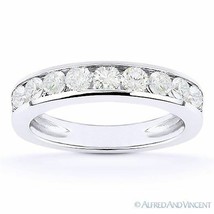 Forever ONE D-E-F Round Cut Moissanite 14k White Gold Anniversary Wedding Band - £586.87 GBP