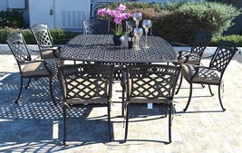 Cast aluminum patio dining set 9pc outdoor furniture square Nassau table 8 chair - £2,723.31 GBP
