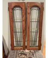 Vintage Pair Bookcase Hutch Cabinet Door or Windows 34&quot;x11-1/4&quot; Oak Hard... - $4,012.90 MXN