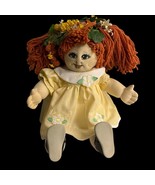 Vtg Handmade Jointed Cloth 18&quot; Big Red Yarn Hair Rag Doll Rosebud Outfit... - $81.25 CAD