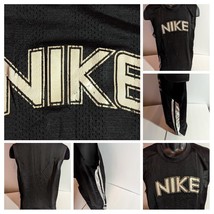 Vintage Nike Logo Basketball Jersey Mens Med 80s Black Team stripe Mesh ... - $39.97