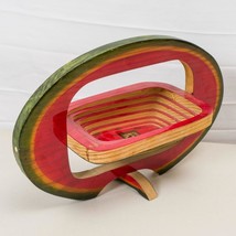 Basket Folding Wooden Watermelon Shaped made in Aruba - £30.96 GBP