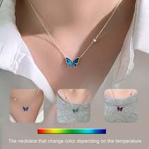 Sterling silver necklace with color changing butterfly pendant - $15.00