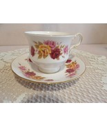 Vintage Queen Anne Bone China England Roses Tea Cup &amp; Saucer E678  C672 - £11.02 GBP