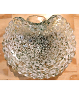 Vintage 8&quot; Murano Clam Shell Art Glass Scalloped Dish Green White Gold S... - $20.30 CAD