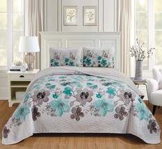 2 Pc. Floral Printed Twin/Twin Xl Quilted Reversible Coverlet Bedspread ... - $51.92