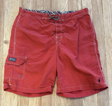 Vintage Polo Ralph Lauren Mens Medium (waist 36) Red Board Shorts Nylon - £27.54 GBP