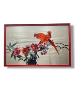 Silk Embroidery Birds Flowers Tree Framed Picture Chinese Japanese 22&quot;x1... - £62.80 GBP