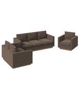 LeisureMod 3-Piece Sofa Set Upholstered in Velvet with Brushed Gold Stai... - $4,323.76