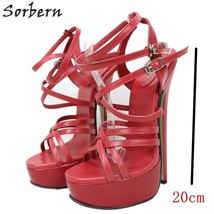 8Inch High Heel Sandals Women Thin Straps Crossed Summer Style Shoe Stilettos Gu - £245.95 GBP