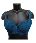 Secret Treasures Blue Green Lace Underwire Bra Sz 38D Nylon &amp; Spandex Pa... - £7.93 GBP