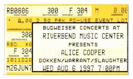 Alice Cooper Dokken Warrant Concerto Ticket Stub Agosto 6 1997 Cincinnati Ohio - £35.68 GBP