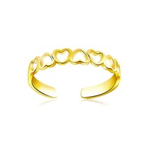 Real Solid 14k Yellow Gold Heart Shaped Accent Fashion Toe Ring Womens Girls - $82.76
