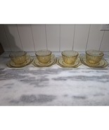 Federal Glass Madrid Tea Cups and Saucers, Depression Glass, Paneled, Se... - $32.58 CAD