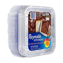 Reynolds Kitchens Aluminum 8&quot; x 8&quot; Cake Pans with Lids (12 ct.) - £18.55 GBP