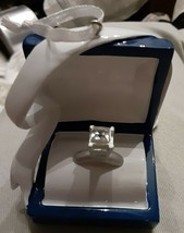 Marry Me Engagement Blue Box Diamond Ring  Personalizable xmas Tree Orna... - $6.92