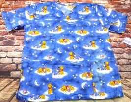 NWT Disney By Barco Womens Winnie The Pooh Scrub Top M Blue Cotton/Polye... - $17.91