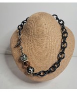 Chain Necklace Black with 3 Decorative Round Beads - £11.71 GBP