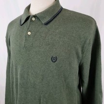 Chaps Ralph Lauren Men&#39;s Sweater XL 1/4 Button Pullover L/S Green Lightweight - £9.76 GBP