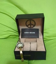 LUCKY BRAND Women&#39;s Gold Flower Horseshoe Shape Watch  With Book &amp; Black... - $19.80