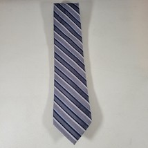 Calvin Klein Silk Tie Blue Gray Striped Men&#39;s Necktie 58 x 3.5 - £6.95 GBP