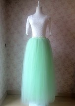 Mint Green Long Tulle Skirt Outfit Women 4-Layered Plus Size Fluffy Tulle Skirt